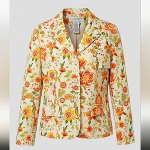 Sag Harbor Floral Blazer Womens 12 Paisley Jacket Cottagecore Office Chic